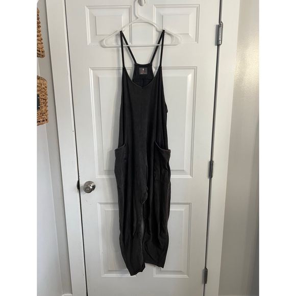 Free People Pants - Free people hot shot onsie washed Black Lightweight Harem Jumpsuit with Pockets